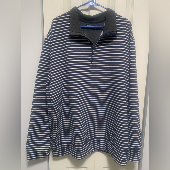 Nautica Other - Nautica Striped Quarter Zip Pullover Sweatshirt Navy Blue and White